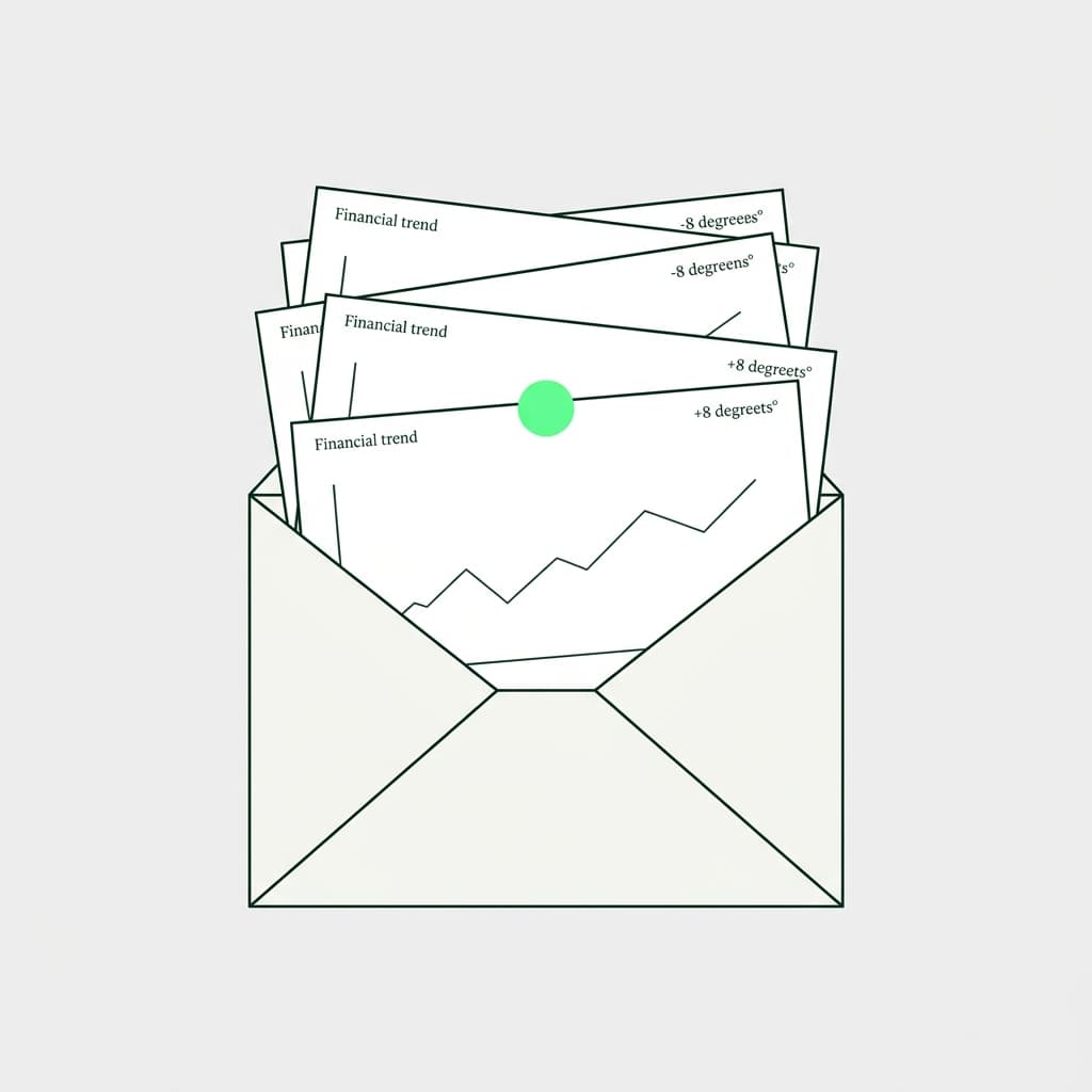 Finanzklar Newsletter Illustration mit Finanzunterlagen in einem Umschlag